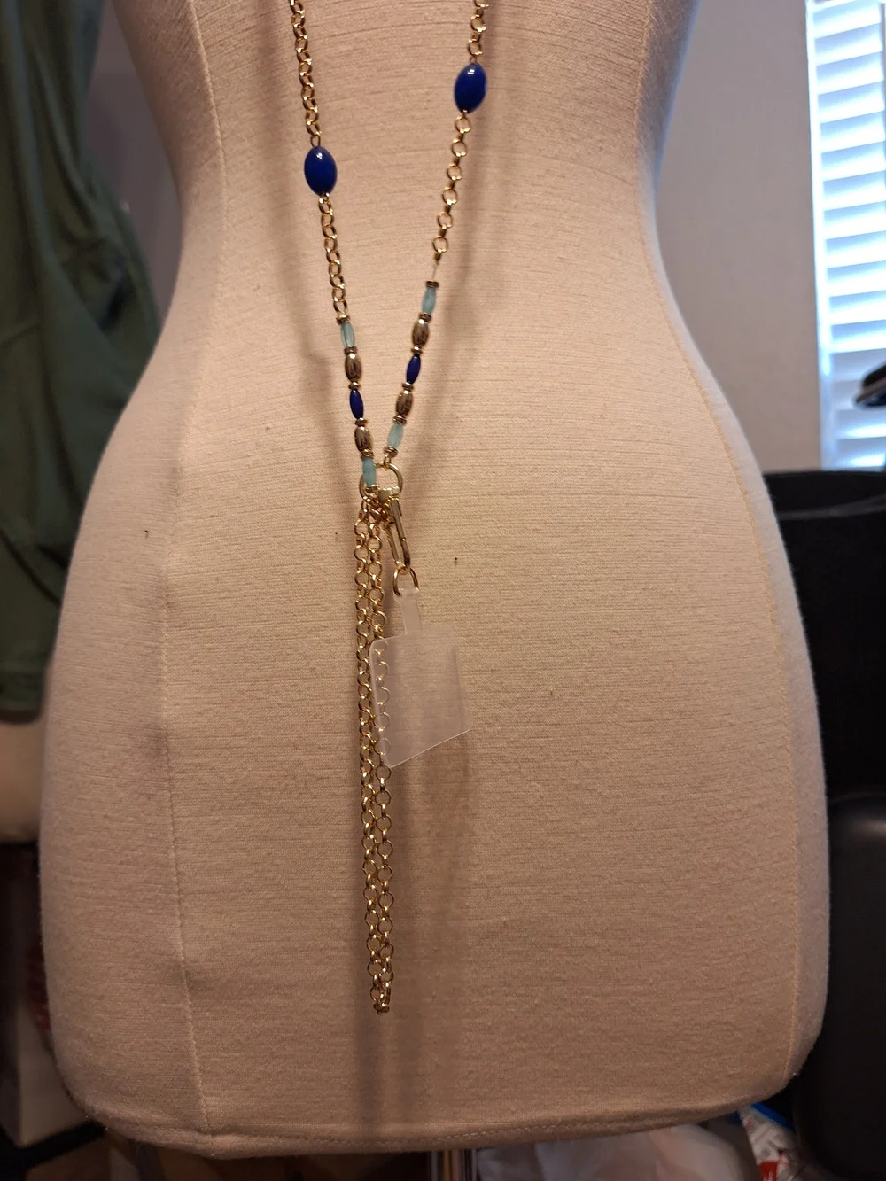 Cross Body Wristlet Phone Chain Strap With Clip Gold Blue New